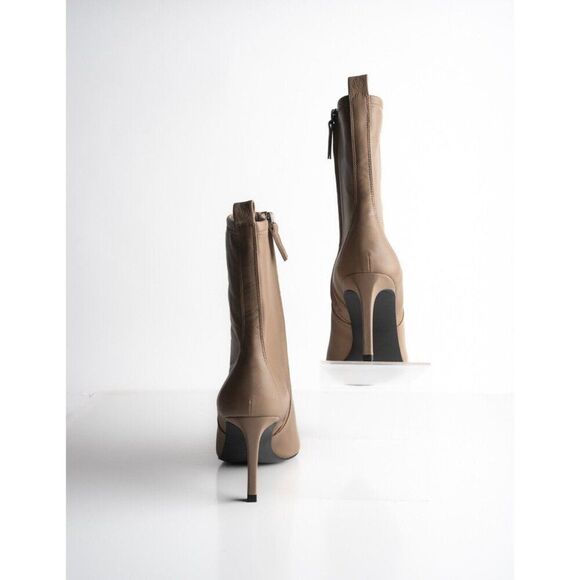 Massimo Dutti Womens Brown Boots Booties Leather Mid Calf Pointed EU 40 US 9 - Picture 6 of 8